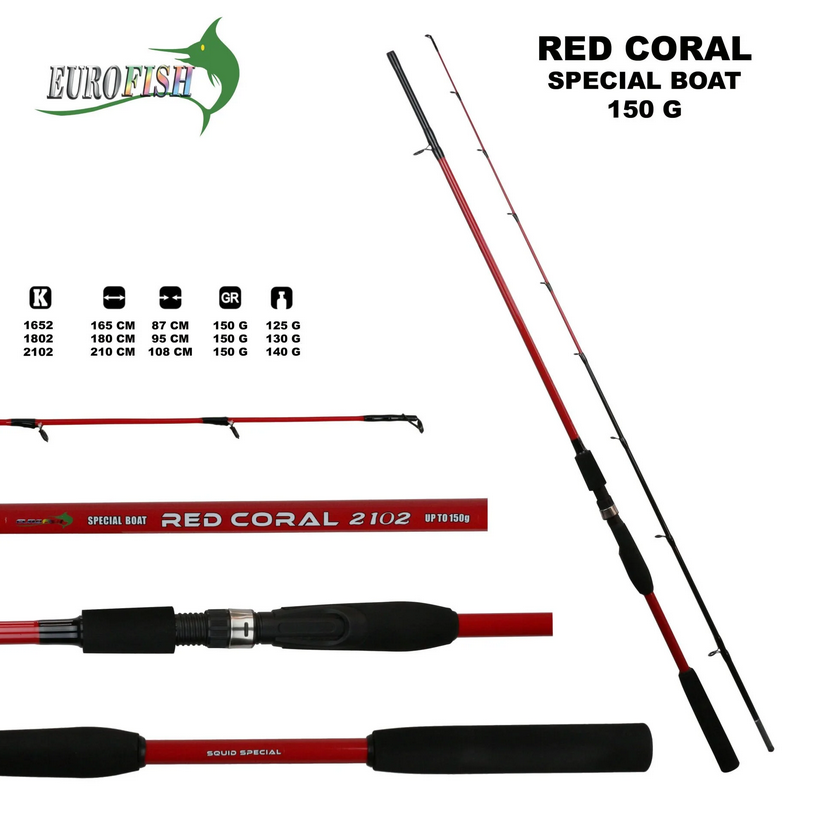Eurofısh Red Coral 1.65 Mm 2 Parça  150 Gr Tekne Bot Kamışı