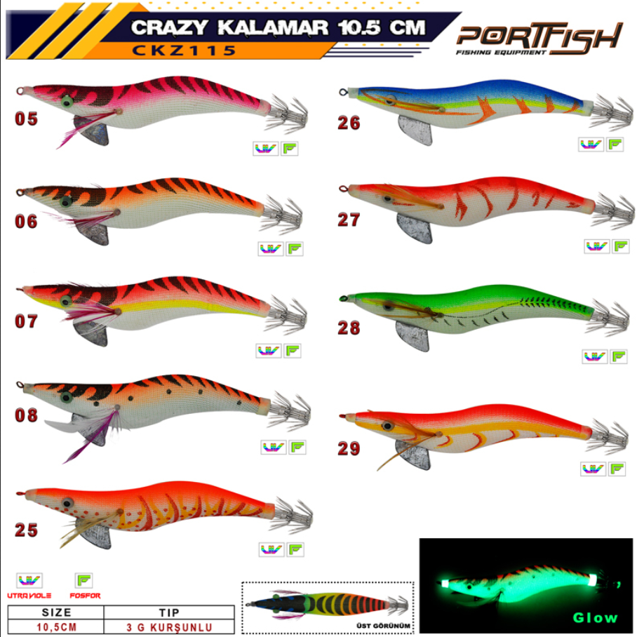 Portfish Crazy Kalamar Zokası 3 Gr Kurşunlu 10,5 Cm