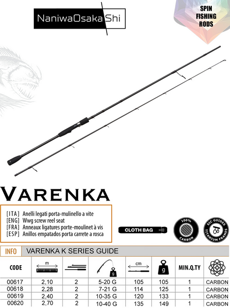 Naniwaosakashı varenka 2.40 Cm 10-35 Gr Spin Olta Kamışı