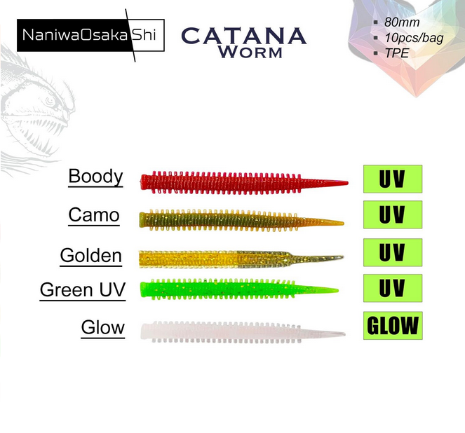 NaniwaOsakaShi Catana Worm 8 Cm Bloody 10Pcs LRF Silikon Yem