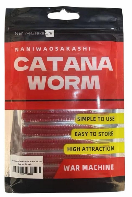 NaniwaOsakaShi Catana Worm 8 Cm Bloody 10Pcs LRF Silikon Yem