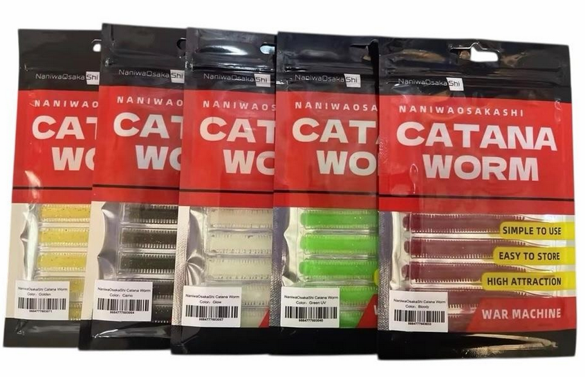 NaniwaOsakaShi Catana Worm 8 Cm Bloody 10Pcs LRF Silikon Yem