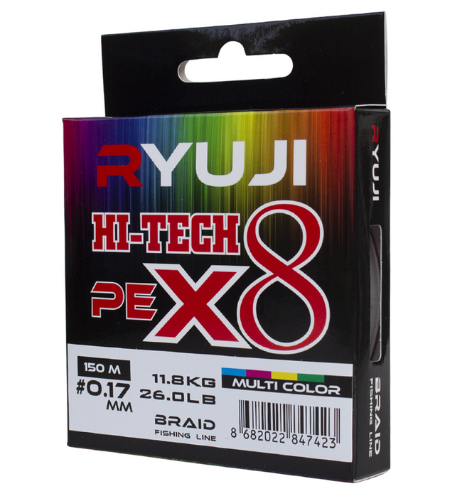 Ryuji Hi-Tech X8 150m 0.13mm Multi Color İp Misina | 8 Kat Örgü PE Misina
