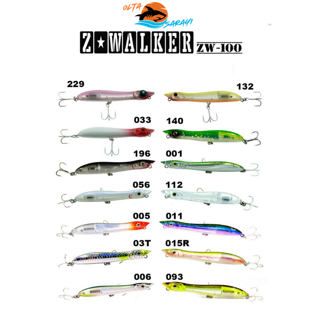 Fujin Z-Walker 100mm 11gr Su Üstü Maket Balık | Levrek & Lüfer İçin Topwater Sahte