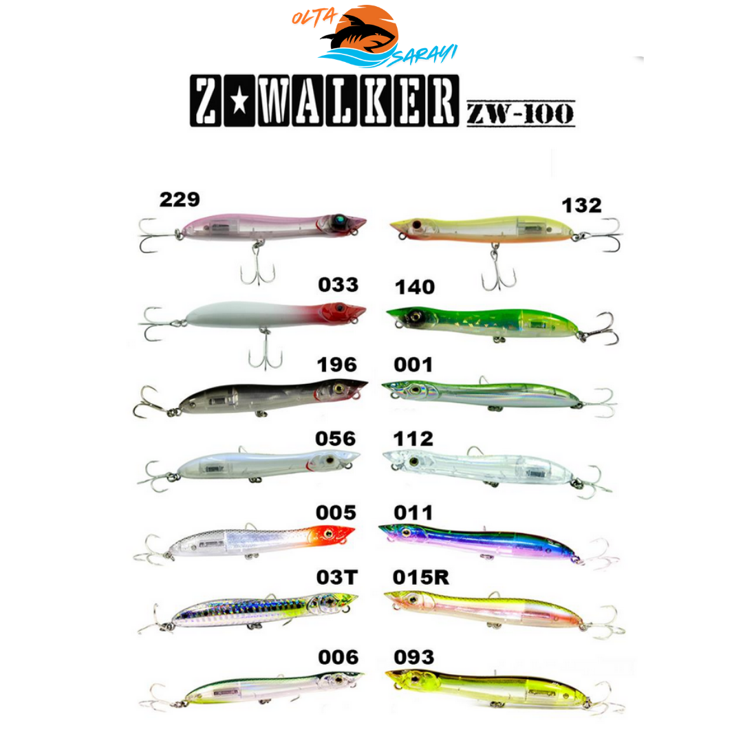Fujin Z-Walker 100mm 11gr Su Üstü Maket Balık | Levrek & Lüfer İçin Topwater Sahte