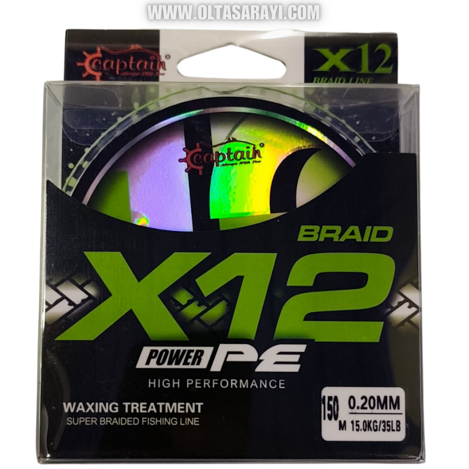 Captain X12 Power PE 12 Örgü Spin İp Misina 150mt Green White
