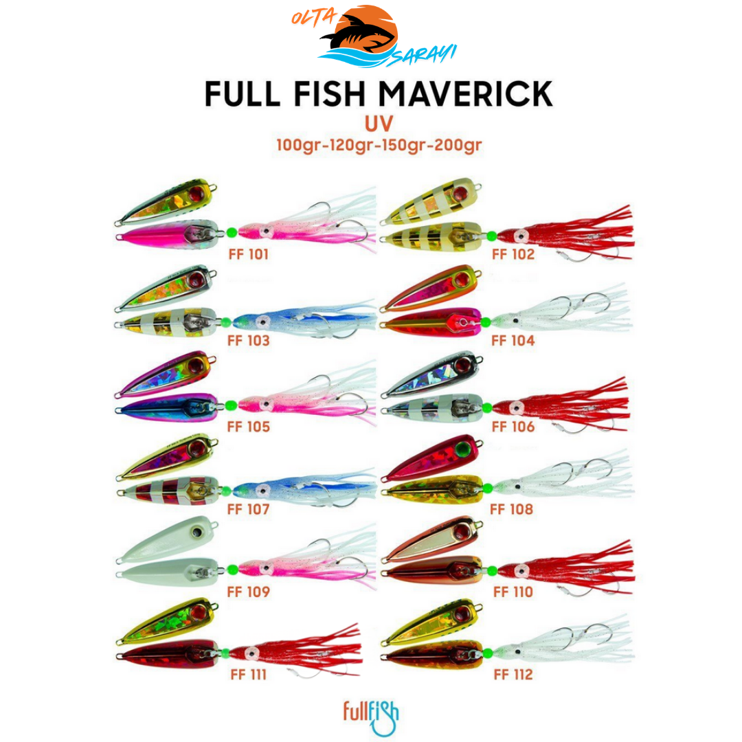Full Fish FF Maverick 120 Gr Jig Yemi | UV Kaplamalı Dikey Metal Jig